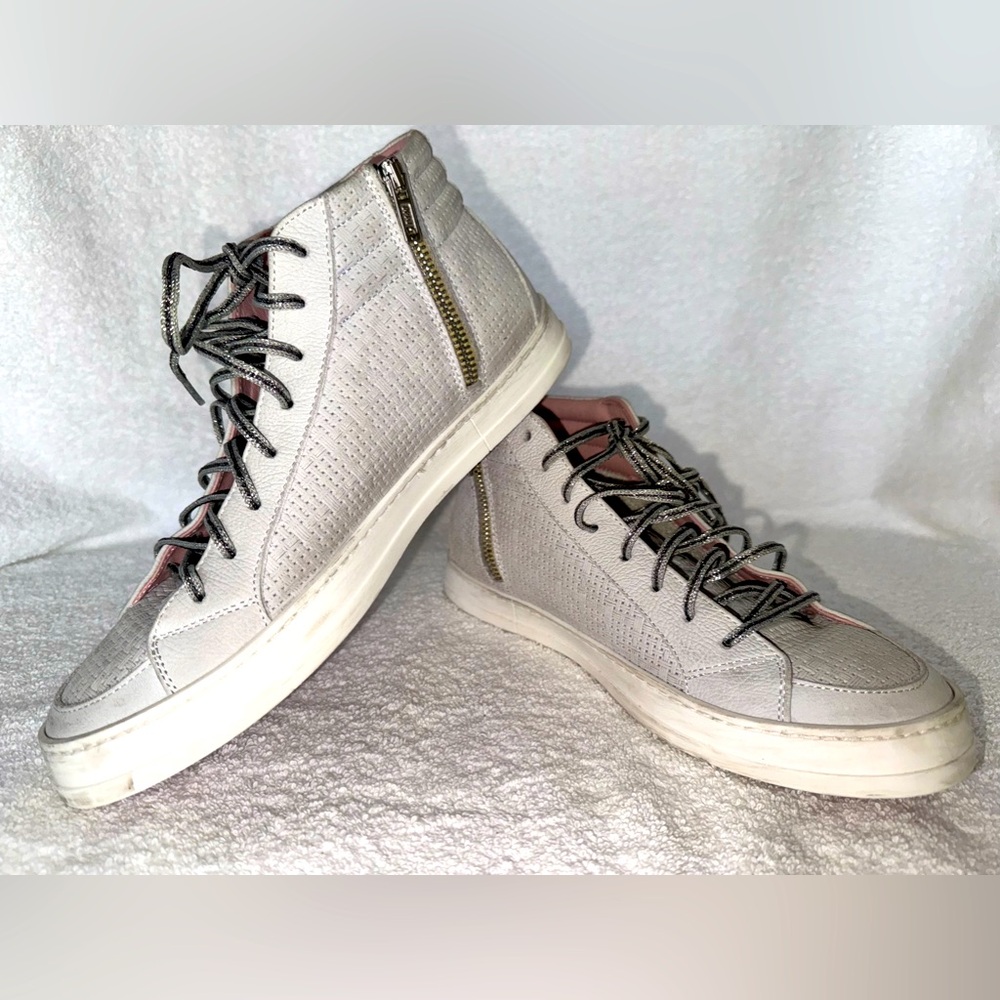 P448 Skate Flax Laser Cut Leather High-Top Zip Sneakers